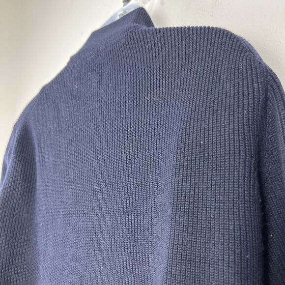 Ted Baker Sweater Men Large Navy Pullover 3/4 Zip Wool Blend Knit Long Sleeve - Picture 13 of 15